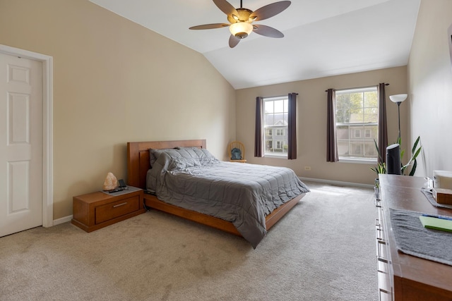 726 W Trl, Grayslake, IL 60030 - carpeted bedroom featuring lofted ceiling, baseboards, and ceiling fan
