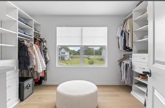 spacious closet with light wood-style flooring