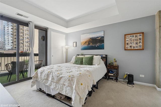 1212 N Wells St Unit 402, Chicago, IL 60610 - carpeted bedroom with access to outside, baseboards, and a raised ceiling