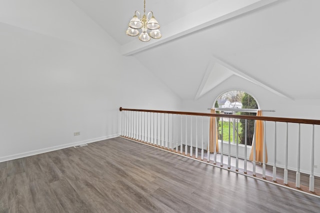 16215 S Trumbull Ave S, Markham, IL 60428 - bonus room featuring lofted ceiling, a chandelier, wood finished floors, and baseboards