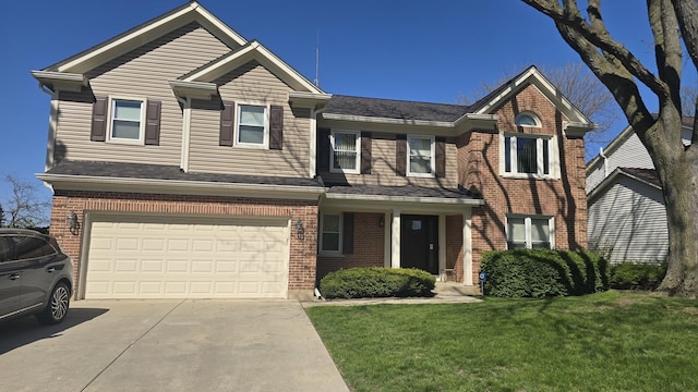 1117 Sandhurst Ct, Buffalo Grove, IL 60089 - view of front of property featuring driveway, an attached garage, a front yard, and brick siding
