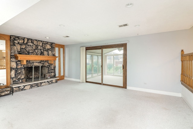 1116 N Old Fence Rd, Addison, IL 60101 - unfurnished living room with a fireplace, carpet, and recessed lighting