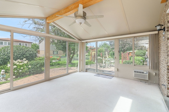 1116 N Old Fence Rd, Addison, IL 60101 - unfurnished sunroom with a wall mounted AC and a ceiling fan
