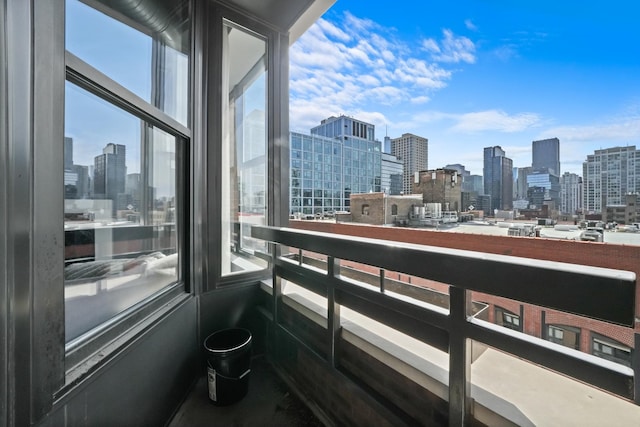 balcony with a skyline view