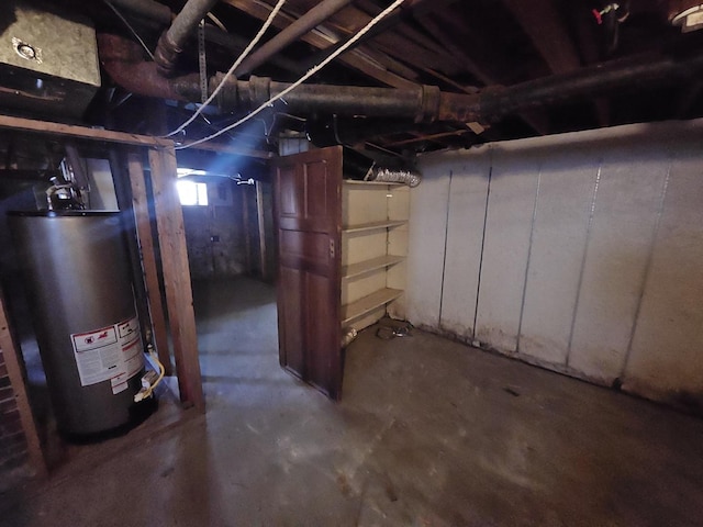 below grade area featuring gas water heater