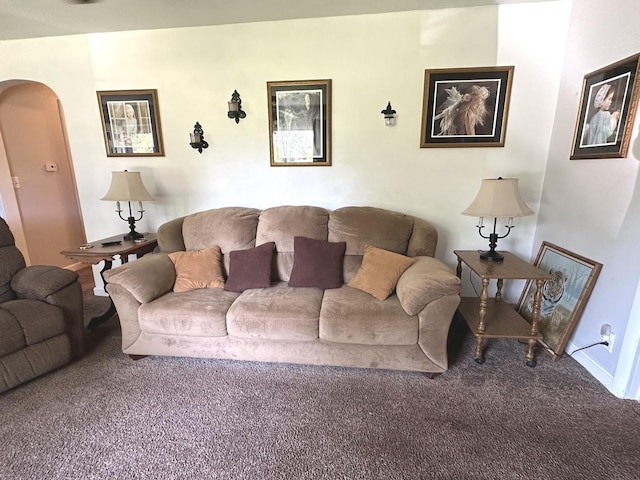 210 W S St, Sheffield, IL 61361 - carpeted living room featuring arched walkways