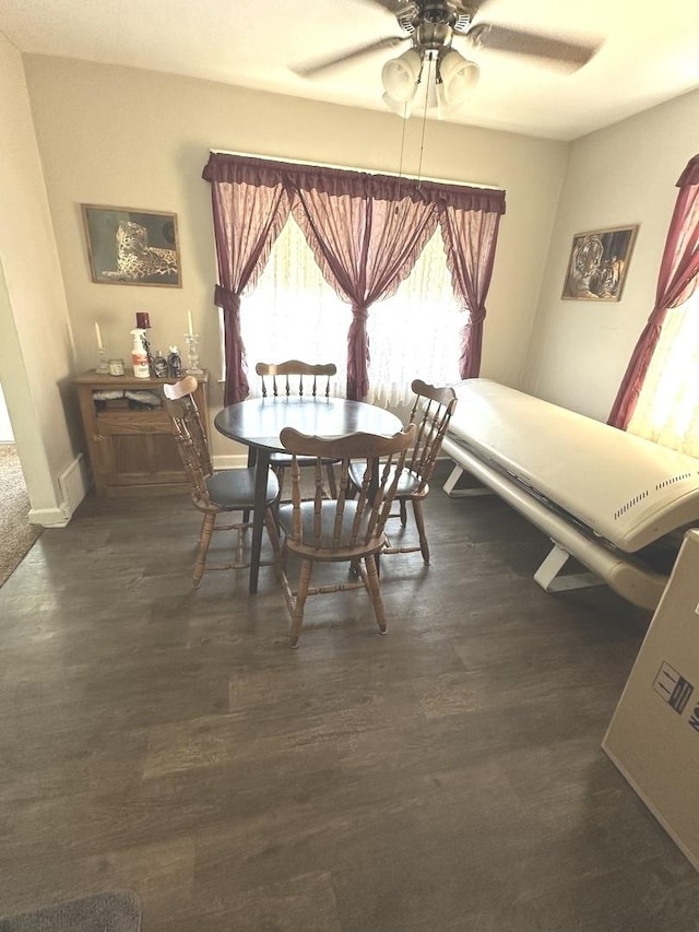 210 W S St, Sheffield, IL 61361 - dining room featuring ceiling fan and wood finished floors