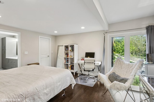 2751 Prairie Ave, Evanston, IL 60201 - bedroom featuring wood finished floors, recessed lighting, an office area, ensuite bathroom, and access to outside