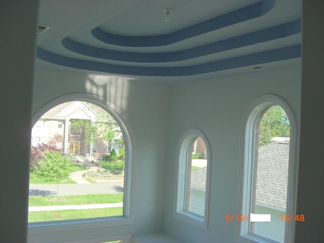 detailed view of a raised ceiling