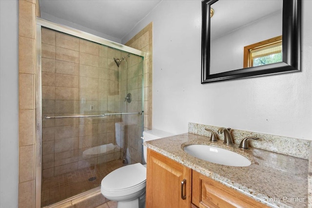 118 Centralia Pl, Poplar Grove, IL 61065 - bathroom with a stall shower, toilet, and vanity