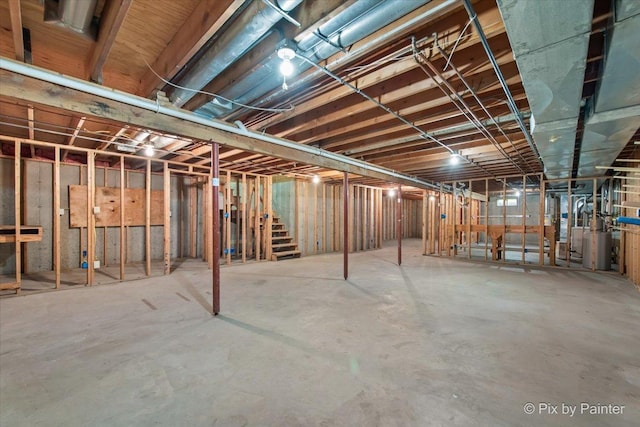 118 Centralia Pl, Poplar Grove, IL 61065 - unfinished below grade area featuring stairs and gas water heater