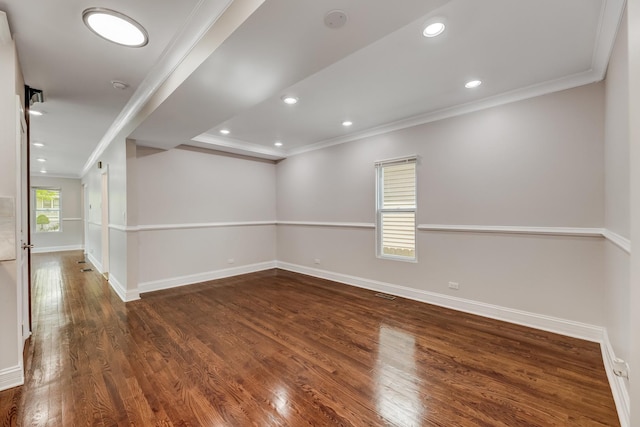 11311 S Stewart Ave, Chicago, IL 60628 - unfurnished room with ornamental molding, wood finished floors, baseboards, and recessed lighting
