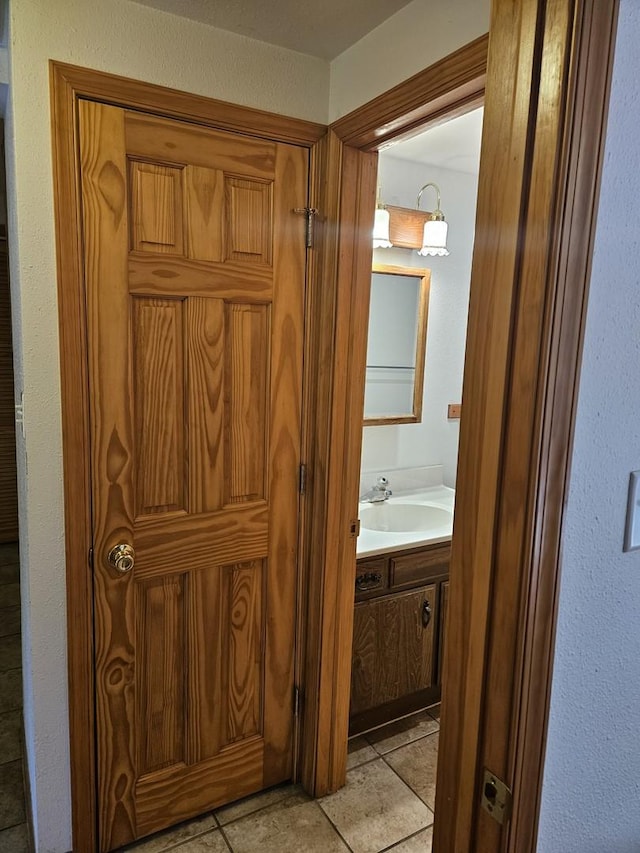 hall with a sink