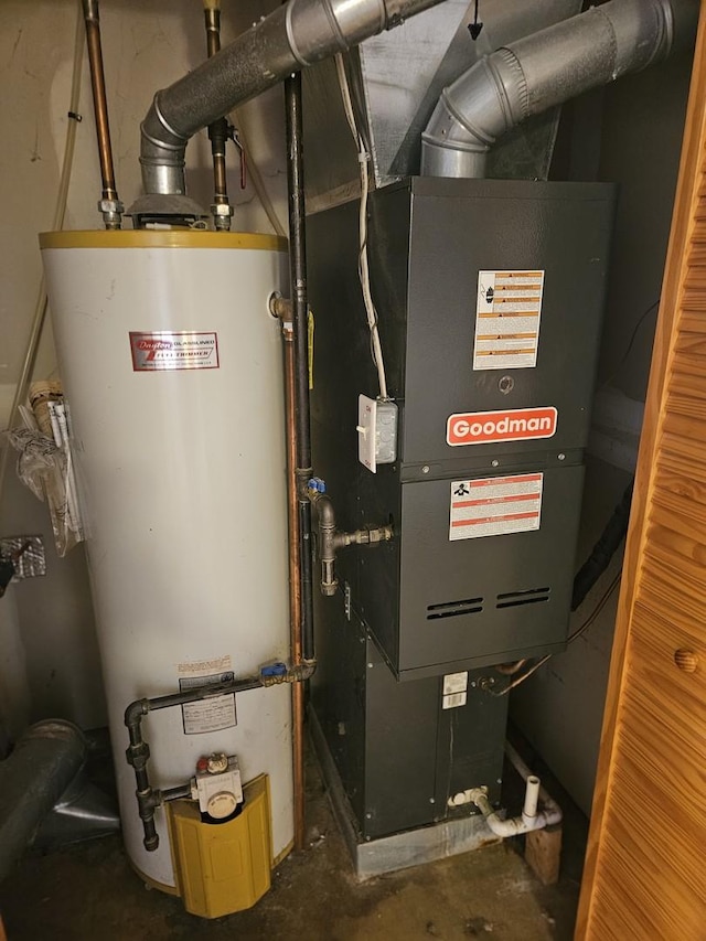 utility room with water heater