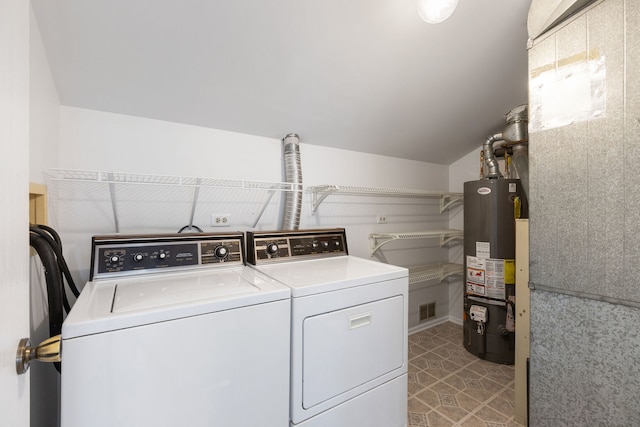 283 E Fabish Dr, Buffalo Grove, IL 60089 - laundry area featuring independent washer and dryer, gas water heater, and light tile patterned floors