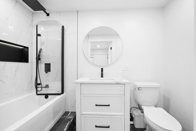 full bathroom featuring toilet, vanity, and shower / bath combination
