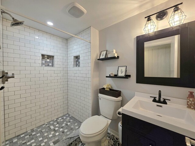 574 Aberdeen Rd, Frankfort, IL 60423 - full bathroom featuring toilet, a stall shower, and vanity