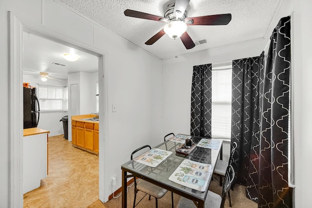 16781 Head St, Hazel Crest, IL 60429 - dining room with a ceiling fan, plenty of natural light, and a textured ceiling
