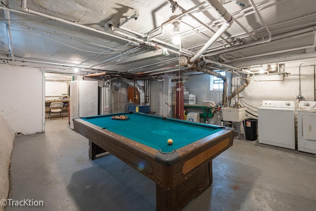 4929 Washington St, Downers Grove, IL 60515 - playroom featuring washer and dryer, concrete flooring, and billiards table
