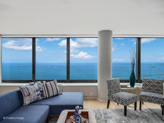 155 N Harbor Dr Unit 2011, Chicago, IL 60601 - living area with wood finished floors, a water view, and plenty of natural light