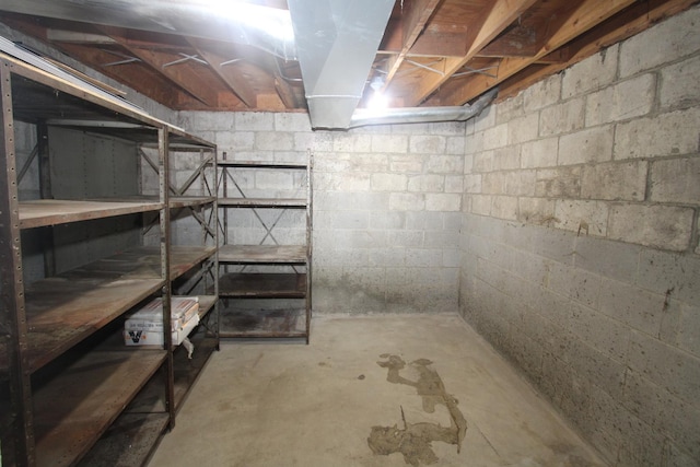 view of unfinished basement