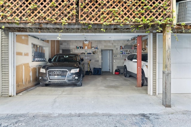 garage with cooling unit