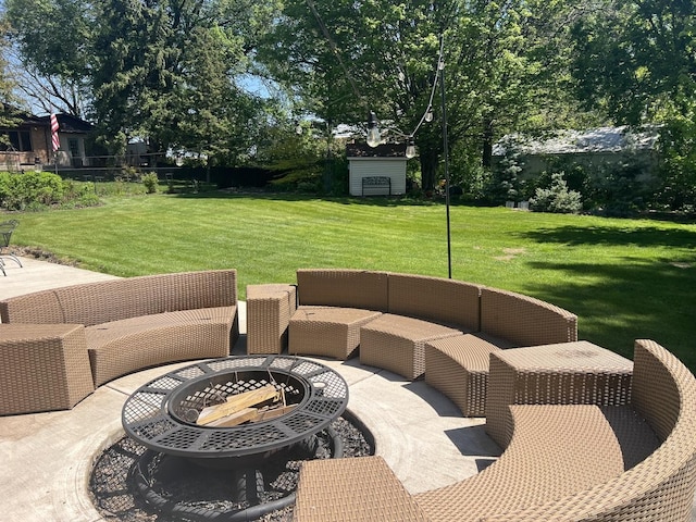 2493 W Mud Creek Rd, Mount Morris, IL 61054 - view of patio / terrace with an outdoor fire pit