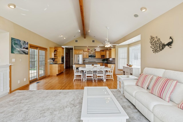 23803 E 3100 N Rd, Dwight, IL 60420 - living area with light wood-style flooring, recessed lighting, and ceiling fan