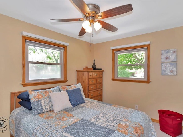 bedroom with a ceiling fan