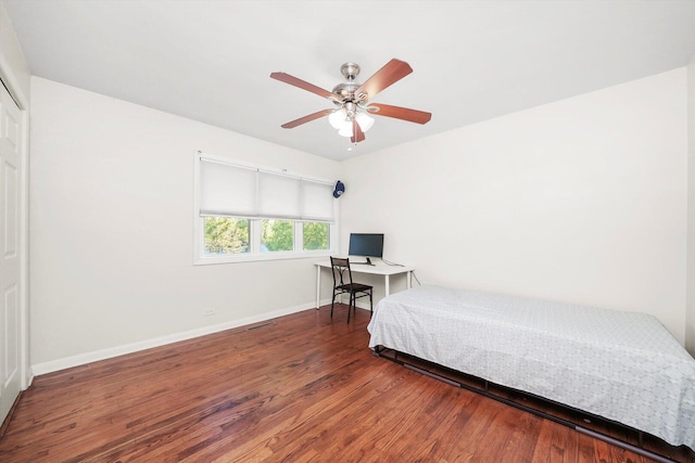 2747 Perry Rd, Flossmoor, IL 60422 - bedroom with wood finished floors, baseboards, and ceiling fan