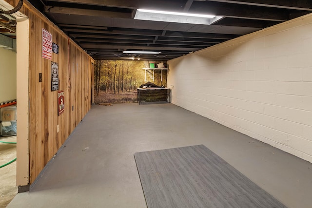 view of unfinished basement