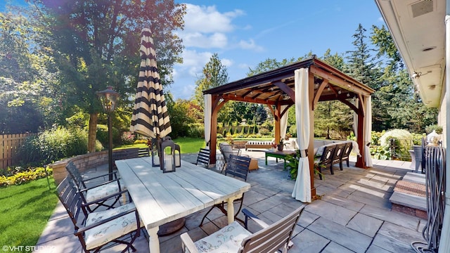 1215 Heather Ln, Glenview, IL 60025 - view of patio / terrace featuring a gazebo, outdoor dining space, and an outdoor hangout area