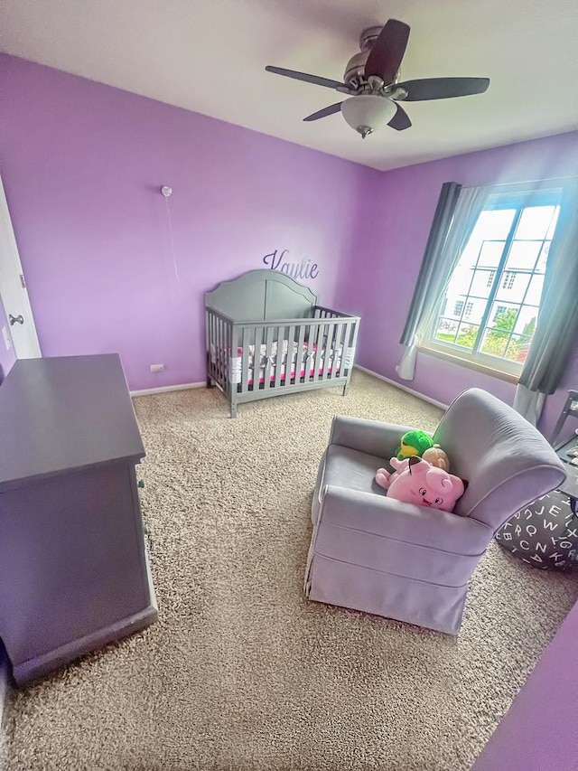 127 Bay View Ln, Grayslake, IL 60030 - carpeted bedroom with ceiling fan and a nursery area