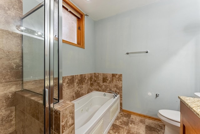 1107 S Independence Blvd Unit 1, Chicago, IL 60624 - full bathroom with a shower stall, vanity, a whirlpool tub, toilet, and baseboards
