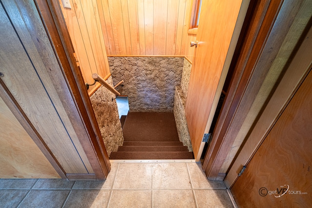 3760 Business 20th Rd, Freeport, IL 61032 - stairway featuring wooden walls and tile patterned floors