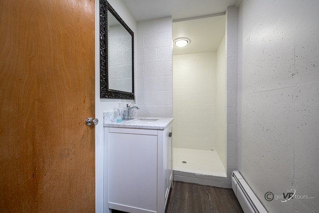 3760 Business 20th Rd, Freeport, IL 61032 - full bath with a stall shower, vanity, and wood finished floors