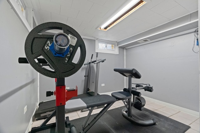 workout area with baseboards