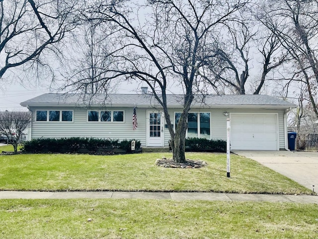 18269 W Woodland Ter, Gurnee, IL 60031 - ranch-style home with an attached garage, driveway, and a front lawn