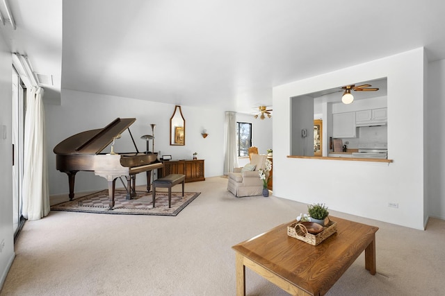 1415 E Central Rd Unit 421C, Arlington Heights, IL 60005 - living room with carpet floors and a ceiling fan