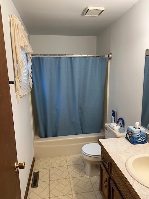 3806 Juniper Ave, Joliet, IL 60431 - bathroom featuring vanity, shower / tub combo with curtain, and toilet