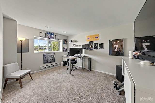 2451 Alison Ave, Pingree Grove, IL 60140 - carpeted office space with baseboards and a baseboard radiator