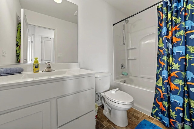 2451 Alison Ave, Pingree Grove, IL 60140 - bathroom with toilet, vanity, stone finish floors, and shower / bath combo