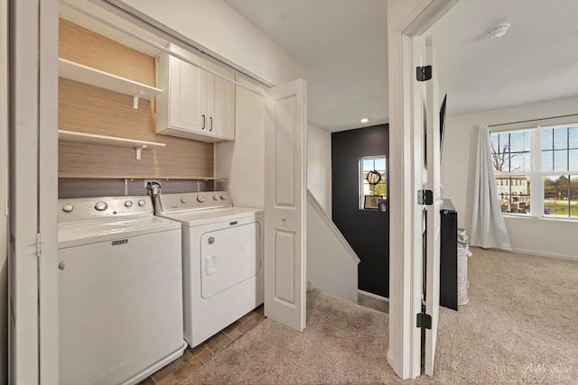 2451 Alison Ave, Pingree Grove, IL 60140 - washroom with cabinet space, washer and dryer, plenty of natural light, and light colored carpet