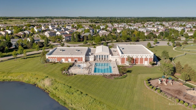 2451 Alison Ave, Pingree Grove, IL 60140 - aerial view of a pool area and a nearby body of water