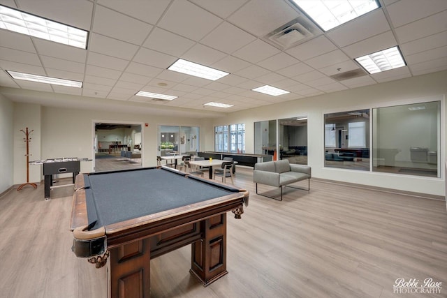 2451 Alison Ave, Pingree Grove, IL 60140 - game room featuring pool table, light wood finished floors, a drop ceiling, and baseboards