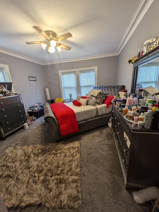 6850 S S Shore Dr Unit 2N, Chicago, IL 60649 - carpeted bedroom with ornamental molding and ceiling fan