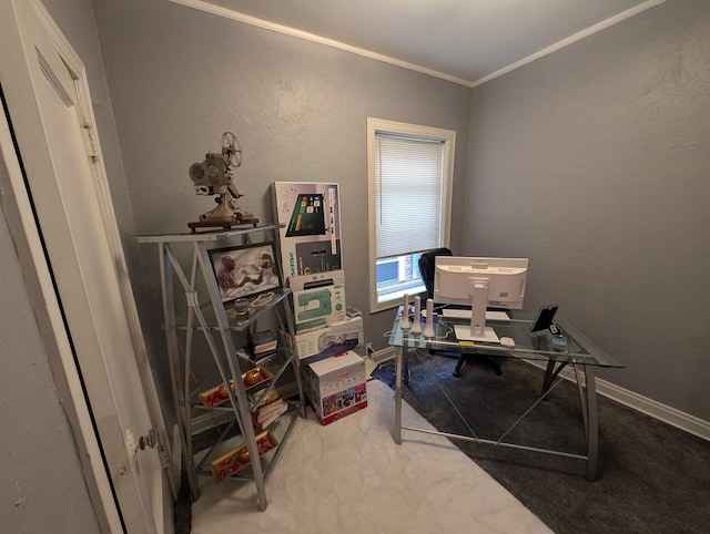 6850 S S Shore Dr Unit 2N, Chicago, IL 60649 - office space featuring crown molding, carpet floors, and baseboards