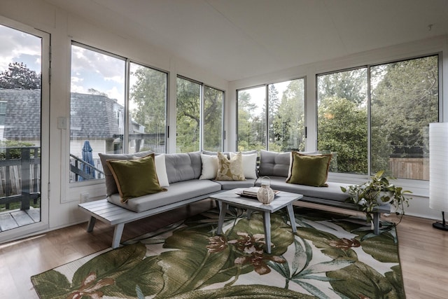 sunroom / solarium with wood finished floors