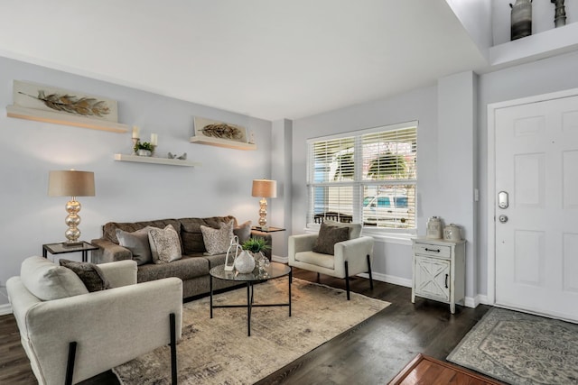 646 E Weston Ct, Round Lake Beach, IL 60073 - living room with dark wood-style floors and baseboards