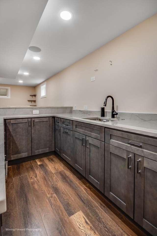 1770 Oxford Dr, Mundelein, IL 60060 - bar with a sink, dark wood-type flooring, and recessed lighting